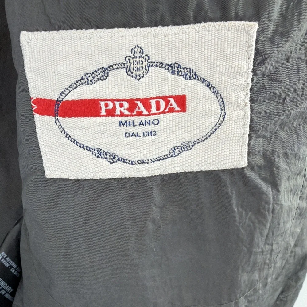Prada Blazer Jacket Nylon Sport Silver Men Size 50 US 40 Stretch Luxury Timeless